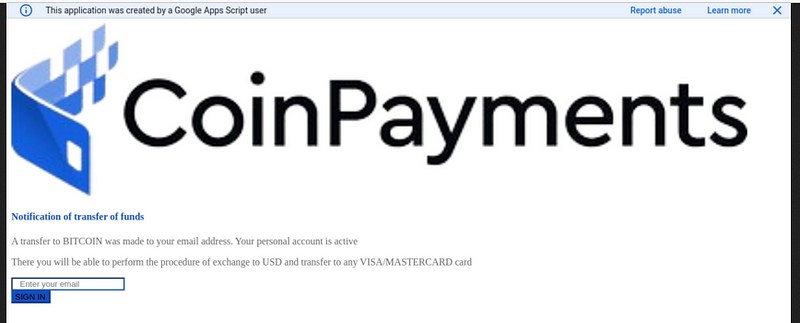 Screenshot of the phishing website using URL2PNG