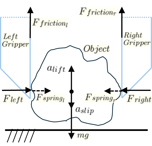 Free-body diagram illustrating grasping mechanics