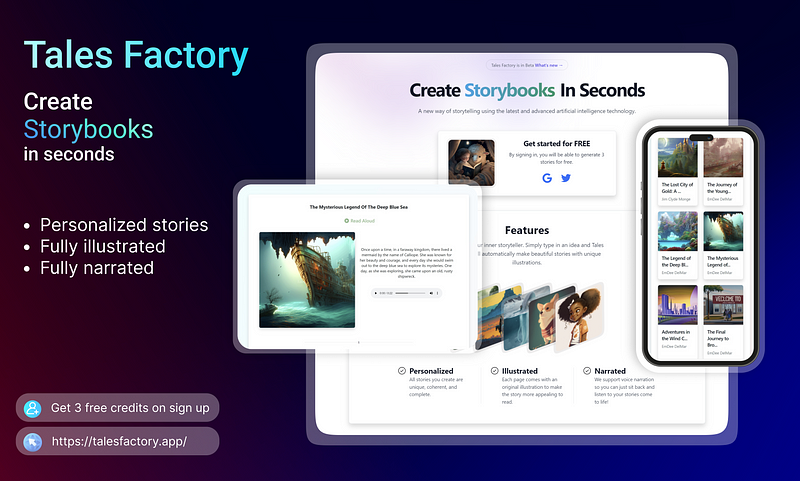 Revamped homepage of Tales Factory