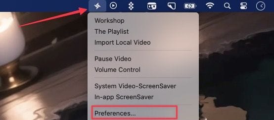 Preferences menu in Dynamic Wallpaper Engine