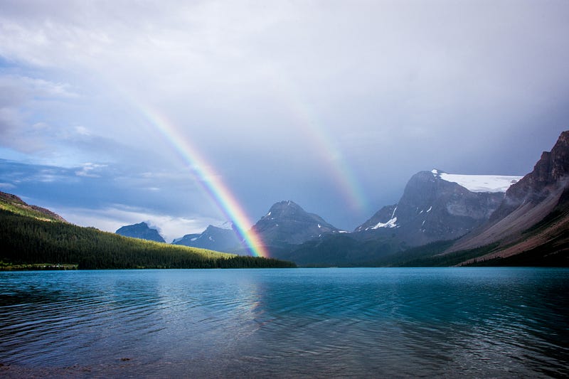 Beautiful rainbow over a clear sky