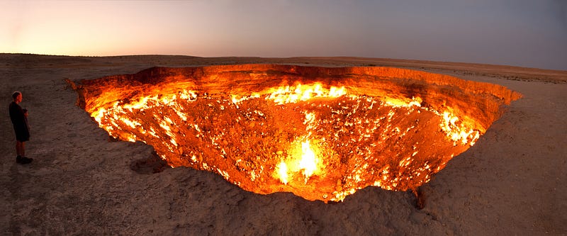 A view of the "Gates of Hell" crater in Turkmenistan.