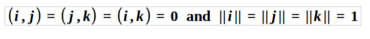 Example of an orthonormal vector set