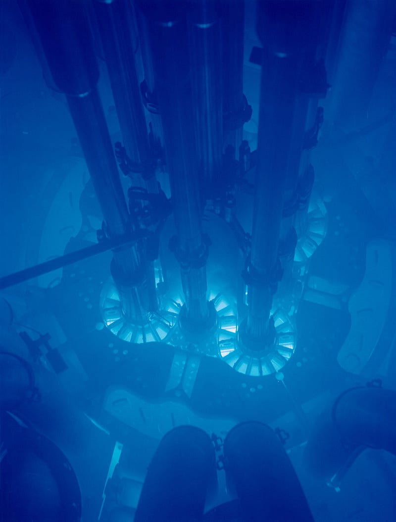 Depiction of Blue Light Emitted by Nuclear Reactor Coolant