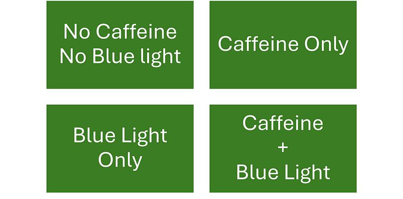 Experimental setup for caffeine and blue light study