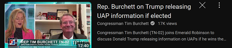 Representative Burchett discusses UFO disclosures