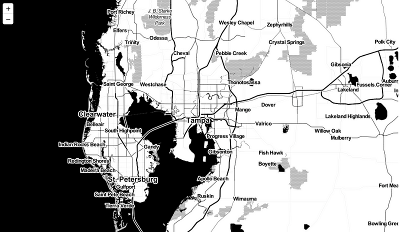 Map of Tampa with Stamen Toner tiles