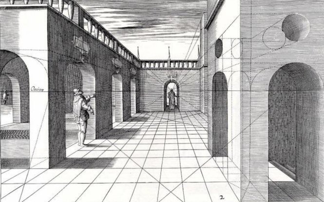 Diagram of linear perspective from 1604-05