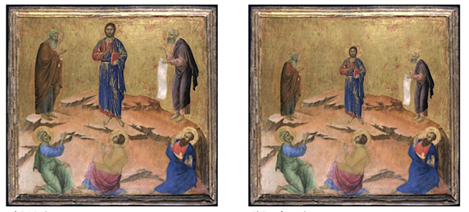 Comparison of original and modified Transfiguration painting