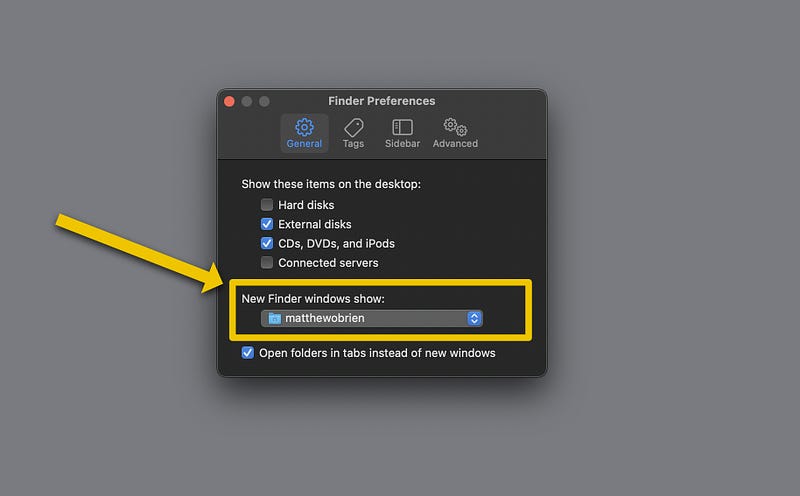 Finder preferences in macOS