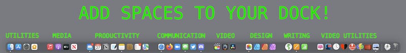 Organized Dock with spaces in macOS