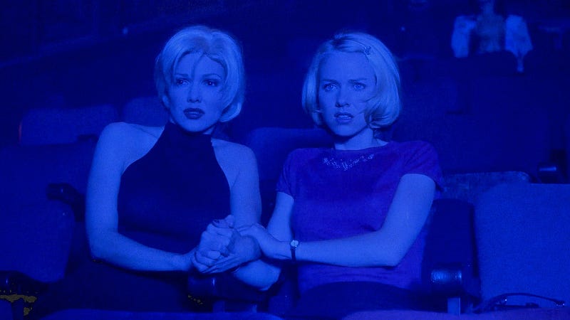 Surreal and mysterious scene from Mulholland Drive