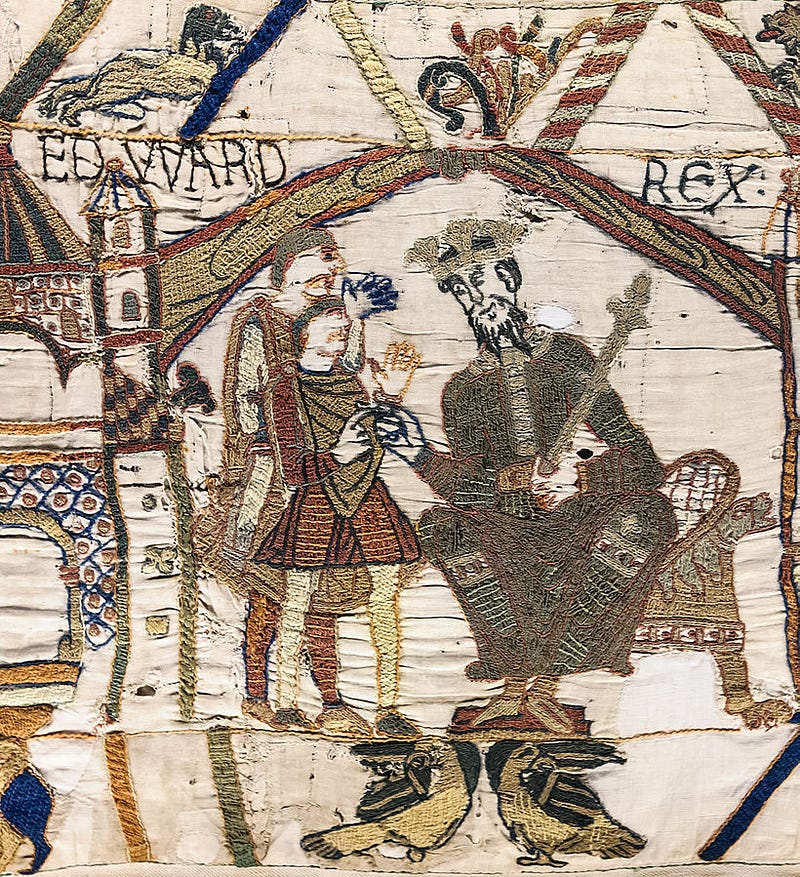 Close-up of an embroidered scene