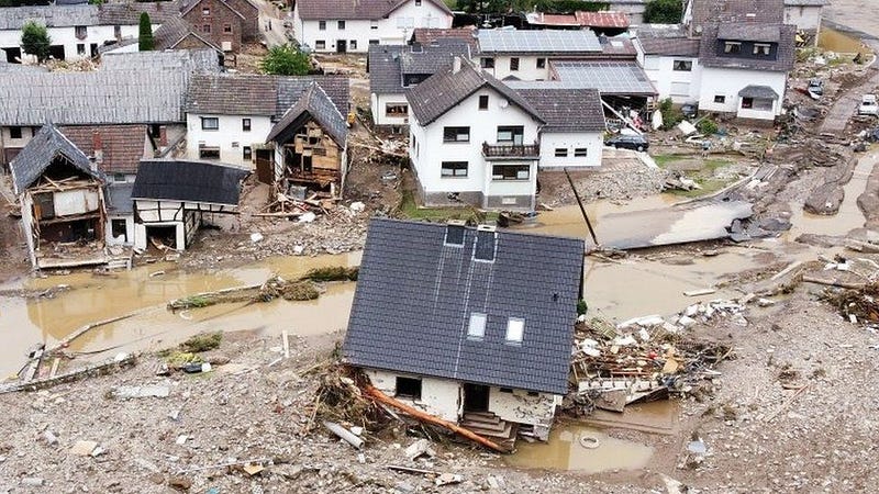 Flooding aftermath in urban areas