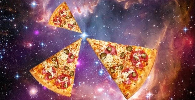 Visual representation of pizza in space environment