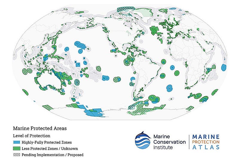 Global marine protected areas map