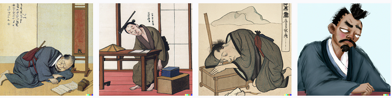 Relatable exhaustion depicted in Hokusai’s style