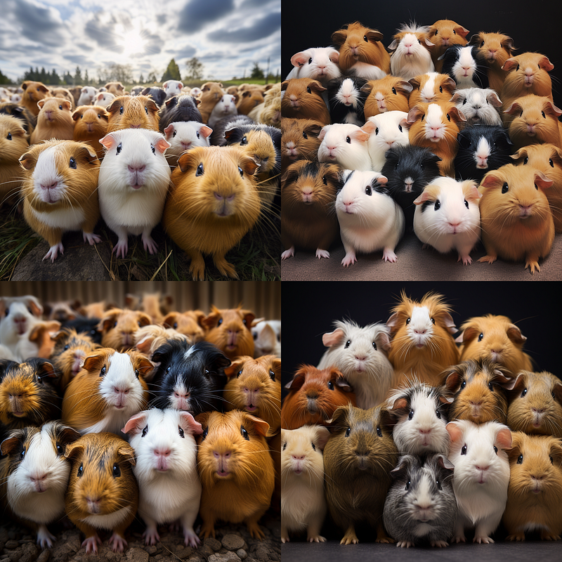 Results for 'a group of' vs 'many' guinea pigs